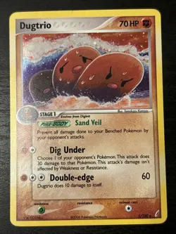 2006 Pokemon EX Crystal Guardians Dugtrio Holo Rare #5 Pokemon Card Lp(-) - Image 1