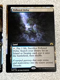 Major Miscut ERROR extended art POLLUTED DELTA w connecting card! mtg fetchland - Image 1