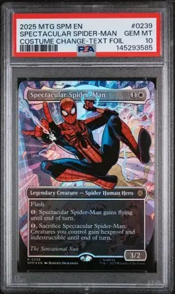 2025 MTG Magic Marvel Spectacular Spider-Man Borderless Foil #0239 PSA 10 - Image 1