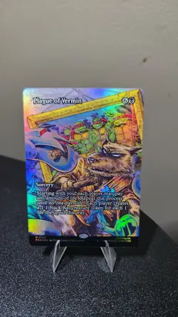 Plague of Vermin - BORDERLESS FOIL NM (MTG Teenage Mutant Ninja Turtles PZA 007) - Image 3