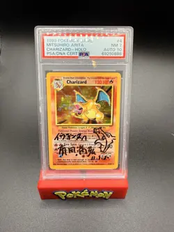 1999 POKEMON BASE SET UNLIMITED ARITA SIGNED #4 CHARIZARD-HOLO PSA 7 DNA AUTO 10 - Image 1