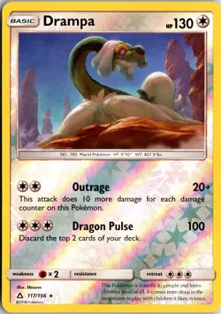 Drampa 117/156 Holo R Ultra Prism Pokemon Reverse Holo NM/M - Image 1