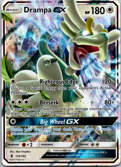 Drampa GX #115/145 Ultra Rare Holo SM - Guardians Rising Pokemon NM - Image 1