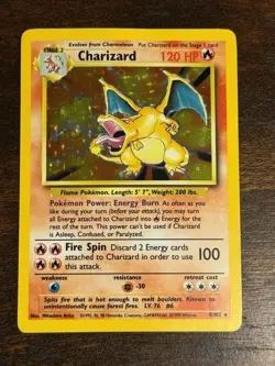 Vintage CLEAN FRONT Pokemon Charizard Base Set Holo Rare Card 4/102 - Image 1