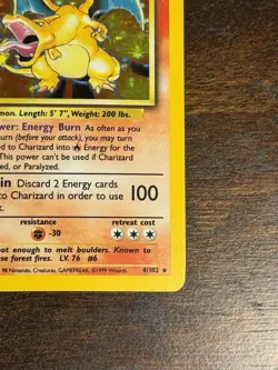 Vintage CLEAN FRONT Pokemon Charizard Base Set Holo Rare Card 4/102 - Image 4