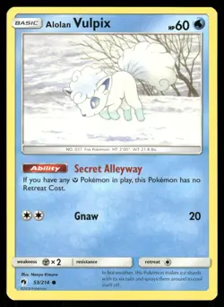 Alolan Vulpix 53/214 Common Lost Thunder Pokemon Lightly Played - Image 1