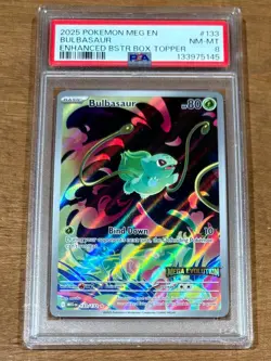 Pokemon TCG Bulbasaur 133/132 PSA 8 Mega Evolution Stamped Promo NM MINT RARE - Image 1