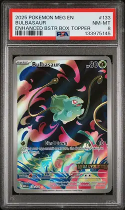 Pokemon TCG Bulbasaur 133/132 PSA 8 Mega Evolution Stamped Promo NM MINT RARE - Image 2