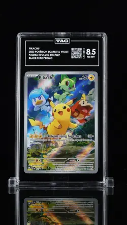 2023 POKEMON SVP EN-SV BLACK STAR PROMO #027 PIKACHU TAG 8.5 - Image 1