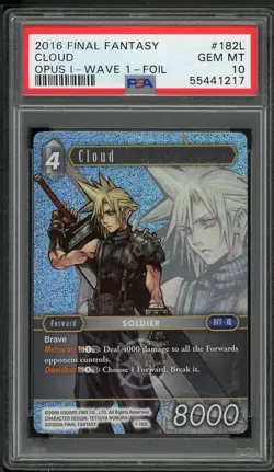 Cloud 182L Final Fantasy Opus I (Mislabeled W1) Final Fantasy Tcg PSA 10 *217 - Image 1
