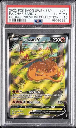 2022 POKEMON SWSH BLACK STAR PROMO #260 FULL ART/CHARIZARD V PSA 10 - Image 1