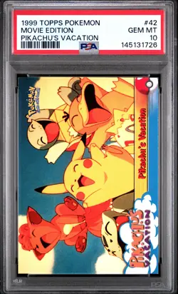 1999 TOPPS POKEMON THE MOVIE EDT PIKACHU'S VACATION #42 MOVIE EDITION PSA 10 - Image 1
