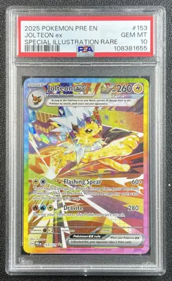 JOLTEON EX PSA 10 2025 POKEMON PRISMATIC EVOLUTIONS #153/131 PRE EN SIR 1655 - Image 1