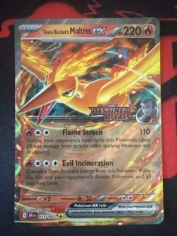 2025 POKEMON DRI TEAM ROCKET'S MOLTRES EX DOUBLE RARE STAMPED PROMO UPC - Image 1