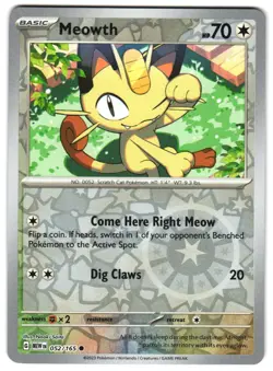 Meowth 052/165 Reverse Holo SV: Scarlet & Violet 151 Pokemon TCG - Image 1