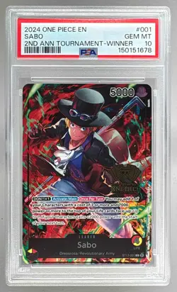 150151678 Sabo 2024 One Piece 2nd Anniversary #ST13-001 PSA 10 - Image 1