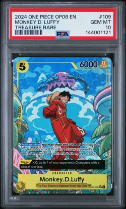 Namco Monkey.D.Luffy OP07-109 Treasure Rare Foil Two Legends One Piece PSA 10 - Image 1