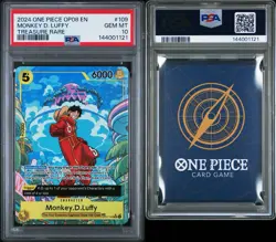 Namco Monkey.D.Luffy OP07-109 Treasure Rare Foil Two Legends One Piece PSA 10 - Image 3