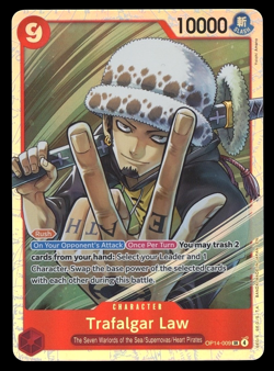 ONE PIECE TRAFALGAR LAW OP14-009 SR THE AZURE SEA'S SEVEN ENGLISH - Image 1