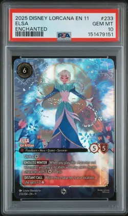 2026 DISNEY LORCANA EN 11-WINTERSPELL ENCHANTED #233 ELSA ICE ARTISAN PSA 10 - Image 1