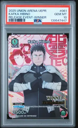 Union Arena TCG Kafka Hibino Winner Promo Alt Art Holo PSA 10 Gem Mint Kaiju - Image 1