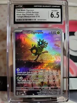 CGC 6.5 Teal Mask Ogerpon 123 Label Error Pokemon Card - Image 1