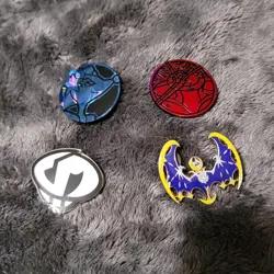 Pokemon Offical Lunala and Team Skull Pins With offical Pokemon coins - Image 1