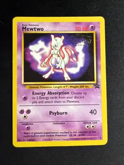 Pokemon Mewtwo TCG Black Star Promos 3 Regular Promo HP Heavily Played - Image 1