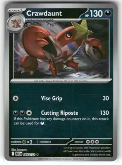 Crawdaunt 085/132 Reverse Holo Mega Evolution Pokemon TCG - Image 1