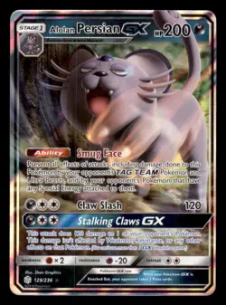 Alolan Persian GX 129/236 Holo GX Rare Cosmic Eclipse Pokemon Lightly Played - Image 1