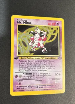 Pokemon TCG 1st Edition Mr. Mime 6/64 Jungle Holo Rare 1999 WOTC MP - Image 1