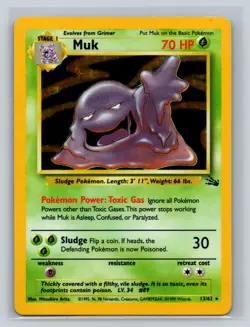 Muk 13/62 Fossil Holo Rare Pokemon Card WOTC Unlimited Vintage 1999 - Image 1