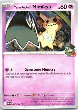 Pokemon Team Rocket's Mimikyu SV10: Destined Rivals (DRI) Normal 087/182 NM - Image 1