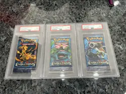 2016 POKEMON XY Evolutions 3x FOIL PACK Charizard Blastoise Venusaur PSA 9 Mint - Image 1