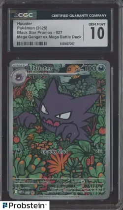 2025 Pokemon Black Star Promos #027 Haunter Mega Gengar Ex Battle Deck CGC 10 - Image 1