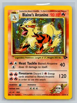Blaine's Arcanine 1/132 Holo Rare 2000 Gym Challenge WoTC Vintage Pokemon NM - Image 1