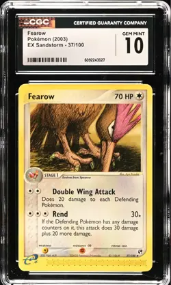 CGC 10 GEM MINT Fearow 37/100 EX Sandstorm Vintage 2003 Pokemon - Image 1