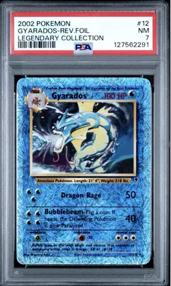 2002 POKEMON LEGENDARY COLLECTION #12 GYARADOS-REVERSE FOIL PSA 7 - Image 1