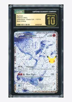 Pokemon CGC 10 PRISTINE Reshiram Holo 2021 113/114 Celebrations English - Image 1