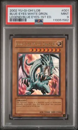 Blue Eyes White Dragon LOB-001 1st Edition Ultra Rare GLOSSY Yugioh PSA 9 *562 - Image 1