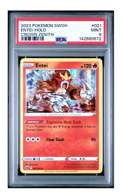 PSA 9 2023 POKEMON SWORD AND SHIELD CROWN ZENITH ENTEI-HOLO 021 - Image 1