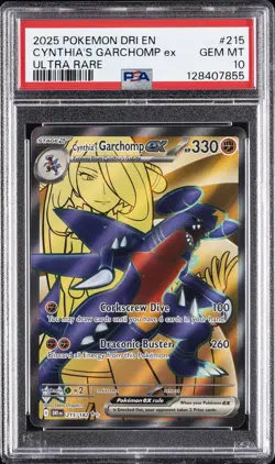 2025 POKEMON DRI EN-DESTINED RIVALS ULTRA RARE #215 CYNTHIA'S GARCHOMP EX PSA 10 - Image 1