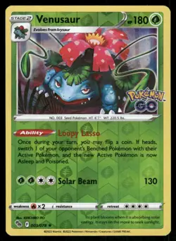 Venusaur 003/078 Holo Rare Pokemon GO Pokemon Reverse Holo Near Mint - Image 1
