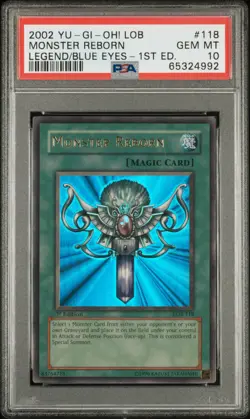 Monster Reborn LOB-118 Ultra Rare 1st Edition GLOSSY Yugioh PSA 10 *992 - Image 1