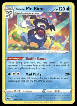 Galarian Mr. Rime 036/189 Darkness Ablaze Pokemon TCG trading card - Image 1