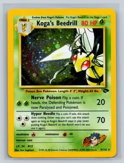 Koga's Beedrill - 9/132 - Pokemon Gym Challenge Unlimited Holo Rare Card WOTC NM - Image 1