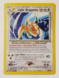 Pokemon TCG Light Dragonite Neo Destiny 14/105 Holo Rare 100 HP English Card - Image 1
