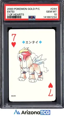 Pokemon 2000 Entei 244 7 Hearts Gold Playing Cards Japanese GEM MINT PSA 10 - Image 1