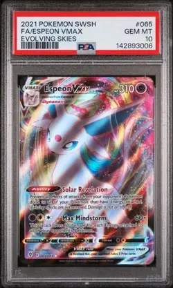 PSA 10 Espeon Vmax Card #065 2021 Pokemon Sword & Shield Evolving - Image 1