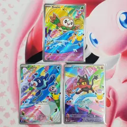 Rowlett 043 + Litten 044 + Popplio 045 - First Partner Pokemon Cards #L670 - Image 1